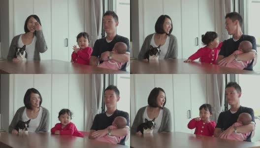 4 k,选择性的焦点。日本家庭一起呆在家里。日本东京高清在线视频素材下载
