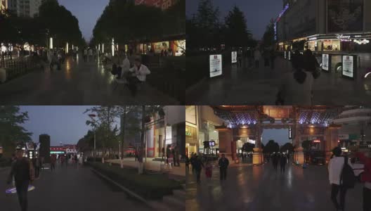 昆明夜间快速移动的城市中心高清在线视频素材下载