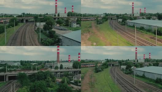 铁路穿过工业区高清在线视频素材下载