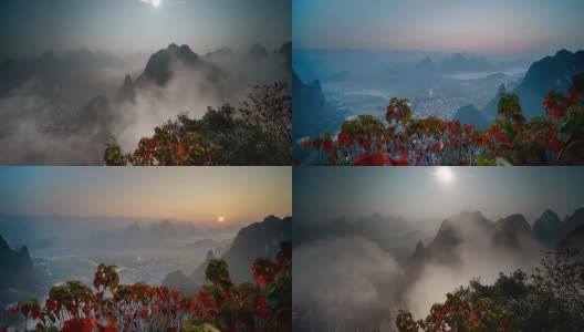 日出在山和漓江高清在线视频素材下载
