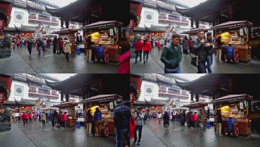 顾客在中国上海著名的城隍庙老街漫步高清在线视频素材下载