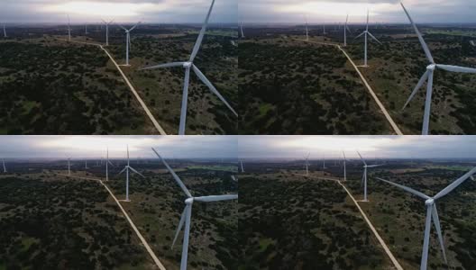 风力涡轮机为未来的清洁能源和可再生资源提供动力，以对抗气候变化高清在线视频素材下载
