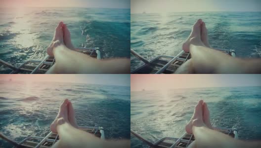 放松的POV:游船上的游艇高清在线视频素材下载