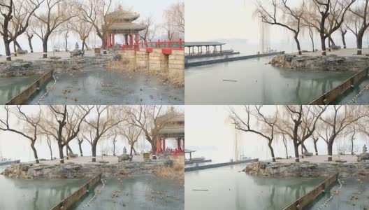 颐和园的冰湖，晨雾，中国北京高清在线视频素材下载