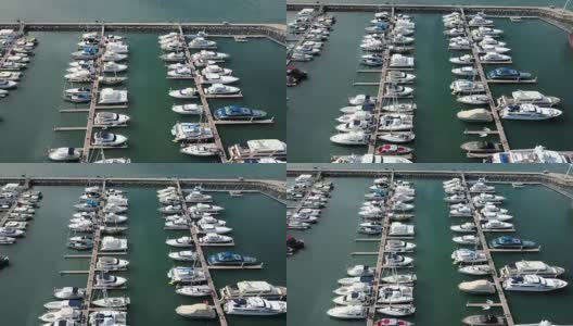 泰国春武里芭堤雅游艇港鸟瞰图高清在线视频素材下载