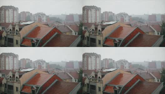 慢镜头:暴风雨中的城市高清在线视频素材下载