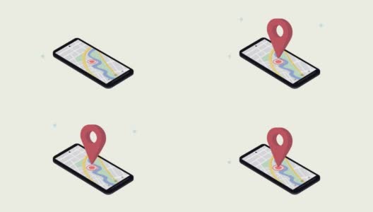GPS定位服务动画与针在智能手机高清在线视频素材下载