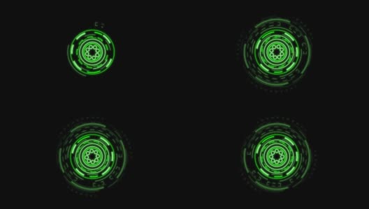 HUD科幻未来绿色显示器孤立在黑色背景上。网络创新的概念。虚拟现实技术，4K高清在线视频素材下载