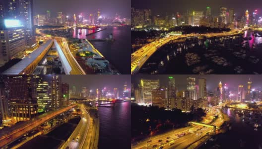香港铜锣湾附近令人惊叹的鸟瞰图高清在线视频素材下载