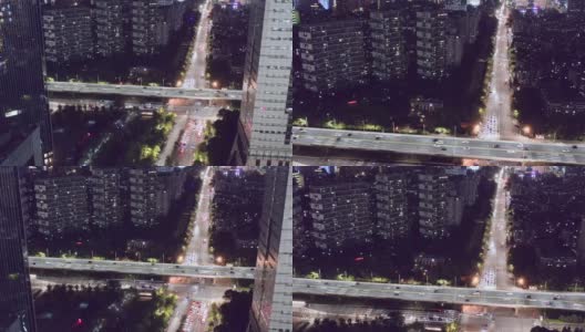 杭州高架公路夜间鸟瞰图高清在线视频素材下载