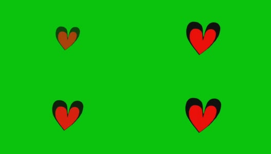 爱心图标动画卡通在绿色屏幕上高清在线视频素材下载