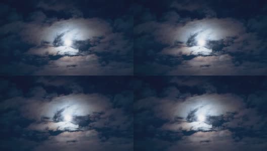 天上的明月和移动的云。间隔拍摄。夜空的景象。高清在线视频素材下载