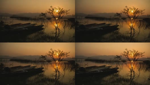 湖上的日落高清在线视频素材下载