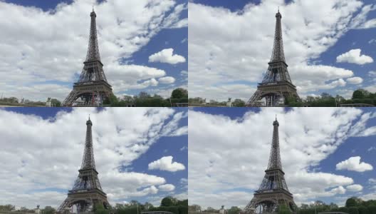 4K -埃菲尔铁塔，巴黎，从塞纳河高清在线视频素材下载