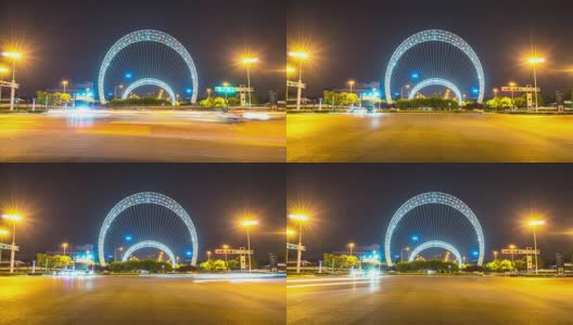 苏州抽象建筑附近的道路交通繁忙。间隔拍摄4 k高清在线视频素材下载