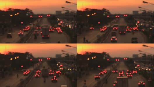 灯光运动模糊了城市中的交通高清在线视频素材下载