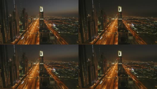 迪拜谢赫扎耶德公路时间推移高清在线视频素材下载
