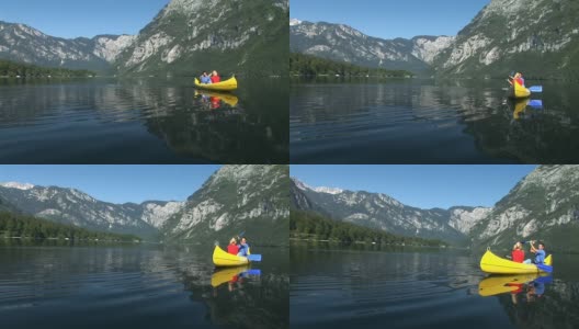 湖上的双人皮划艇高清在线视频素材下载
