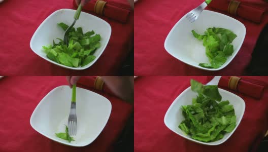 吃蔬菜沙拉高清在线视频素材下载