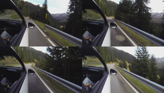 汽车行驶在山路上，乘客观高清在线视频素材下载