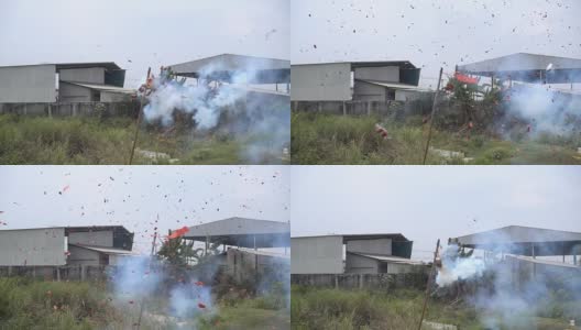 慢镜头:爆竹爆炸高清在线视频素材下载