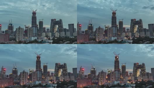 T/L WS HA PAN Beijing Central Business District, Day to Night Transition / Beijing, China高清在线视频素材下载