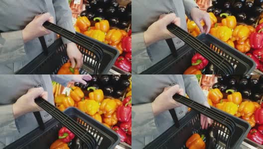 在超市挑选蔬菜的女人高清在线视频素材下载