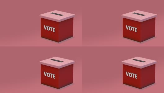 循环录像。纸在红色背景的红色投票箱里飞舞。投票箱里的选票。3 d渲染。概念:政治，选择，全民公决，民主，共和，思想，在线高清在线视频素材下载