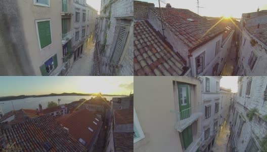 天线:古老地中海城市的狭窄街道高清在线视频素材下载