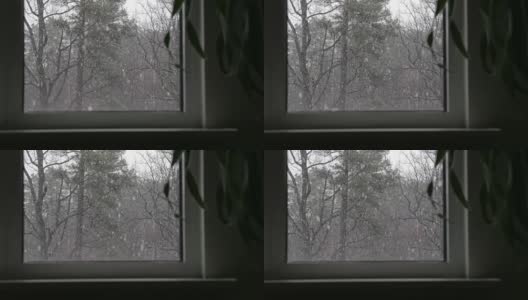 窗外的雪中间高清在线视频素材下载