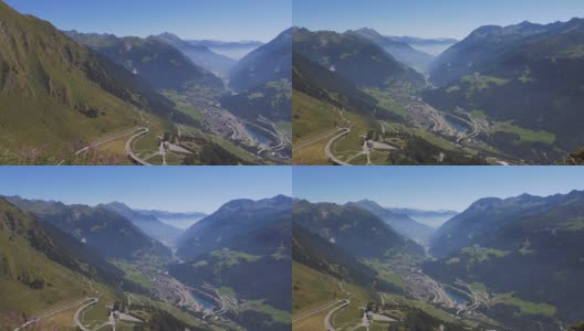 瑞士阿尔卑斯山和村庄的壮丽景色高清在线视频素材下载