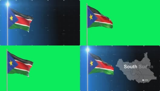 带地图的南苏丹旗高清在线视频素材下载