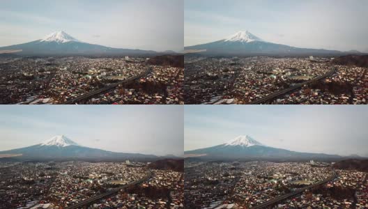 富士山鸟瞰图，川口町，藤吉田，日本高清在线视频素材下载