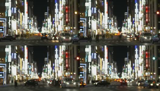 柔焦-银座中央大街夜景高清在线视频素材下载