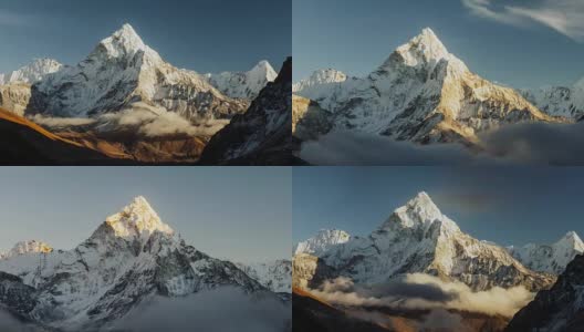阿玛达布拉姆在通往珠峰大本营-尼泊尔的路上的夜景高清在线视频素材下载