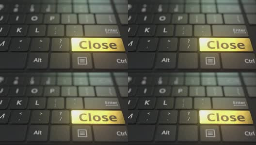 黑色的电脑键盘和金色的关闭键高清在线视频素材下载