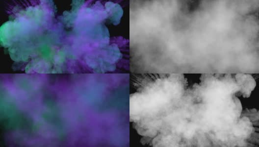 彩色中等大小的烟雾爆炸带轨迹，向相机扩展。高清在线视频素材下载