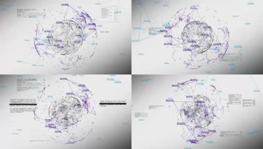 全球商业网络与数字和百分比的白色。3d无缝动画的技术概念。毛圈。高清高清在线视频素材下载