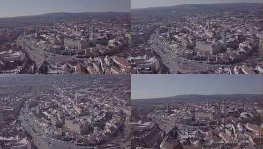 匈牙利索普隆古城航拍图。原始的原始日志格式。高清在线视频素材下载