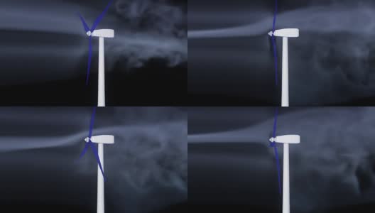 风力涡轮机周围气流的三维动画(模拟)高清在线视频素材下载