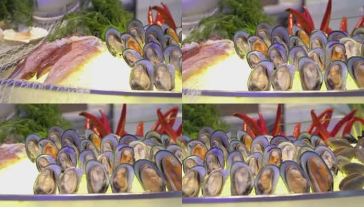 摄影:自助餐前的海鲜篮高清在线视频素材下载