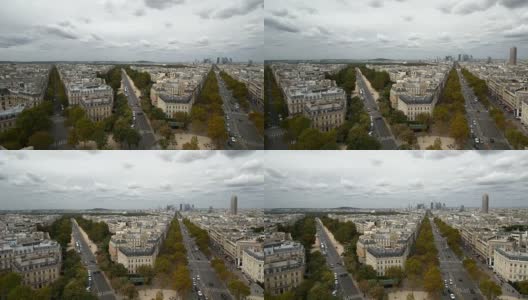 一个广角的巴黎La密集与缩放高清在线视频素材下载