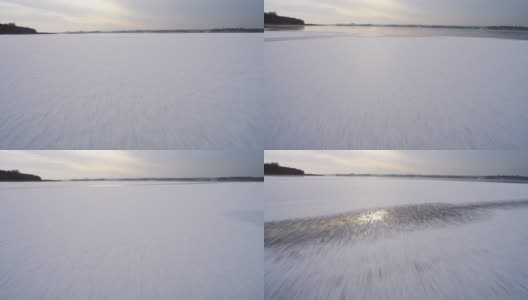 波维兹基湖面结冰。无人机拍摄波兰的冬天高清在线视频素材下载