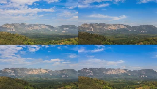 Time-lapse的山脉景观与移动的雾和云在泰国。高清在线视频素材下载