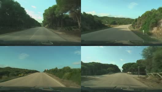 在撒丁岛的乡间小路上开车高清在线视频素材下载