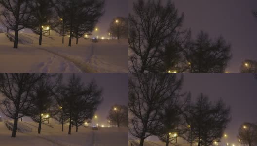 城市晚上下雪高清在线视频素材下载