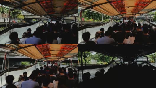 4K视频:行人拥挤的水上交通高峰时间，泰国曼谷高清在线视频素材下载