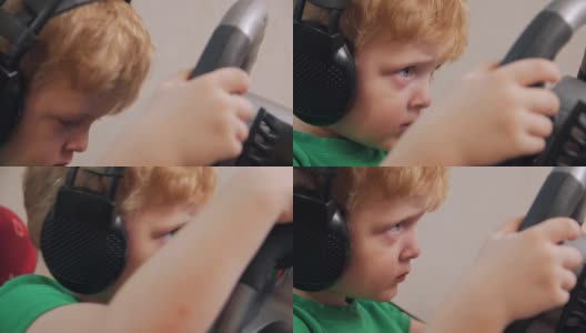 男孩玩电脑游戏高清在线视频素材下载