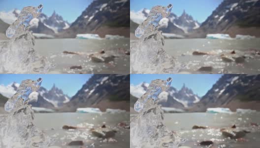 阿根廷，El Chalten, Cerro Torre Lagoon，正在融化的冰。4K分辨率。高清在线视频素材下载