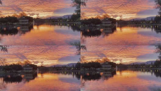 美丽的日出或日落在收获湖公园高清在线视频素材下载